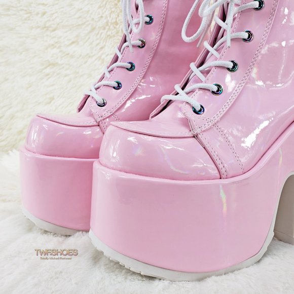 Demonia Shoes - Demonia 5 Inch Platform Boots in Pink
